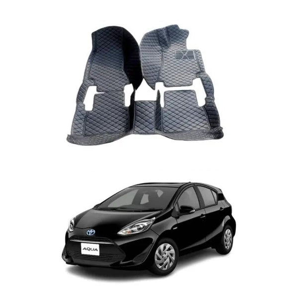 Toyota Aqua 7D Floor Mat Premium Quality 3Pcs Car Floor Mat with Black Stitching