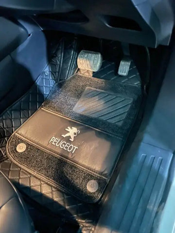 Peugeot 2008 11D Luxury Floor Mats Black with Black Grass Mat - 3Pcs