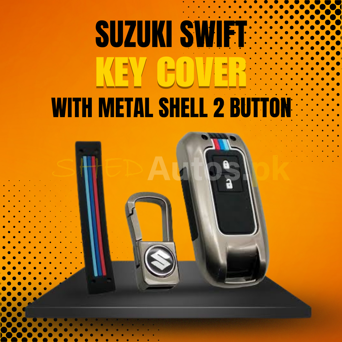 Suzuki Swift Key Cover With Metal Shell 2 Button - Model 2023-2025