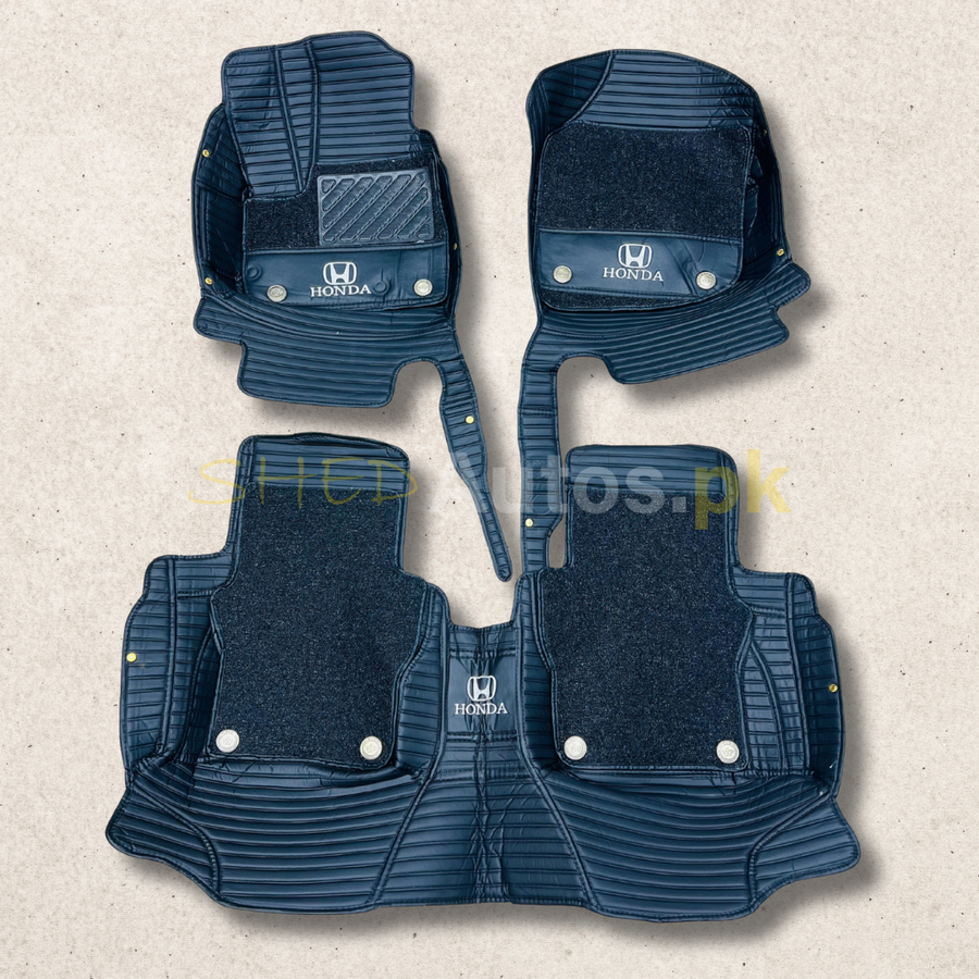 Honda City 2022-24 11D Luxury Floor Mats Black with Black Grass Mat - 3Pcs