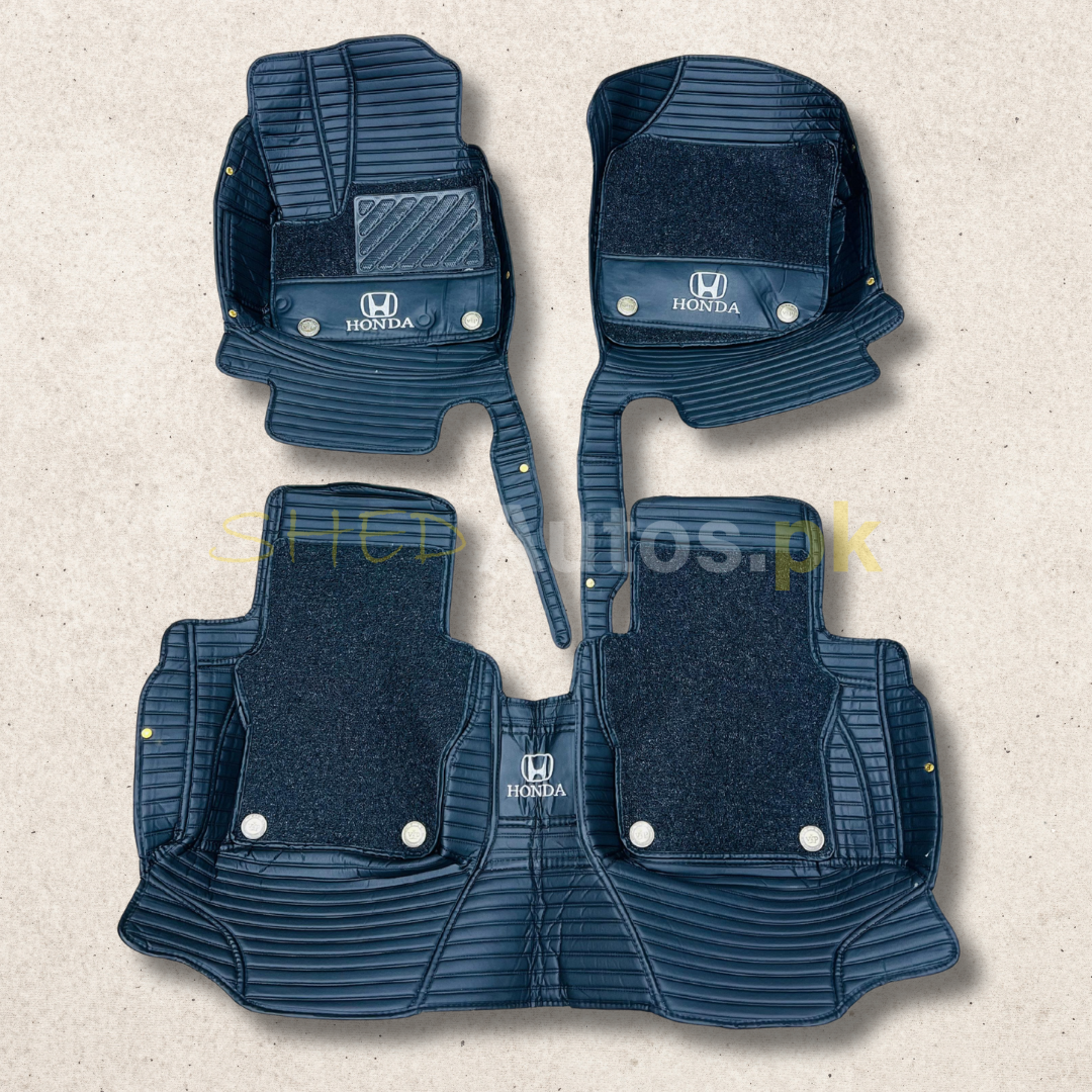 Honda City 2022-24 11D Luxury Floor Mats Black with Black Grass Mat - 3Pcs