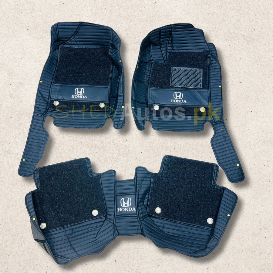 Honda Civic 2022-25 11D Luxury Floor Mats Black with Black Grass Mat - 3Pcs