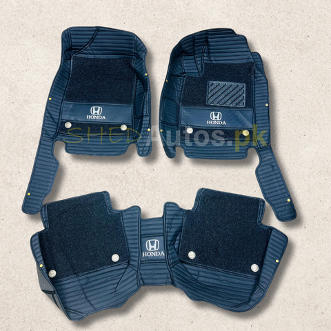 Honda Civic 2022-25 11D Luxury Floor Mats Black with Black Grass Mat - 3Pcs