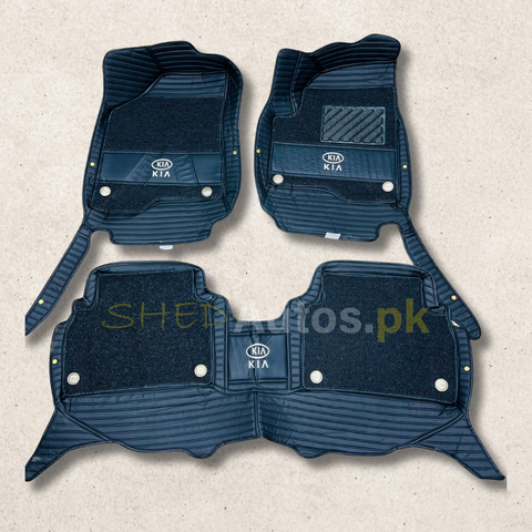 KIA Sportage 2022-23 11D Luxury Floor Mats Black with Black Grass Mat - 3Pcs