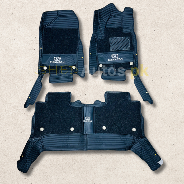 Oshan X7 2022-25 11D Luxury Floor Mats Black with Black Grass Mat - 3Pcs