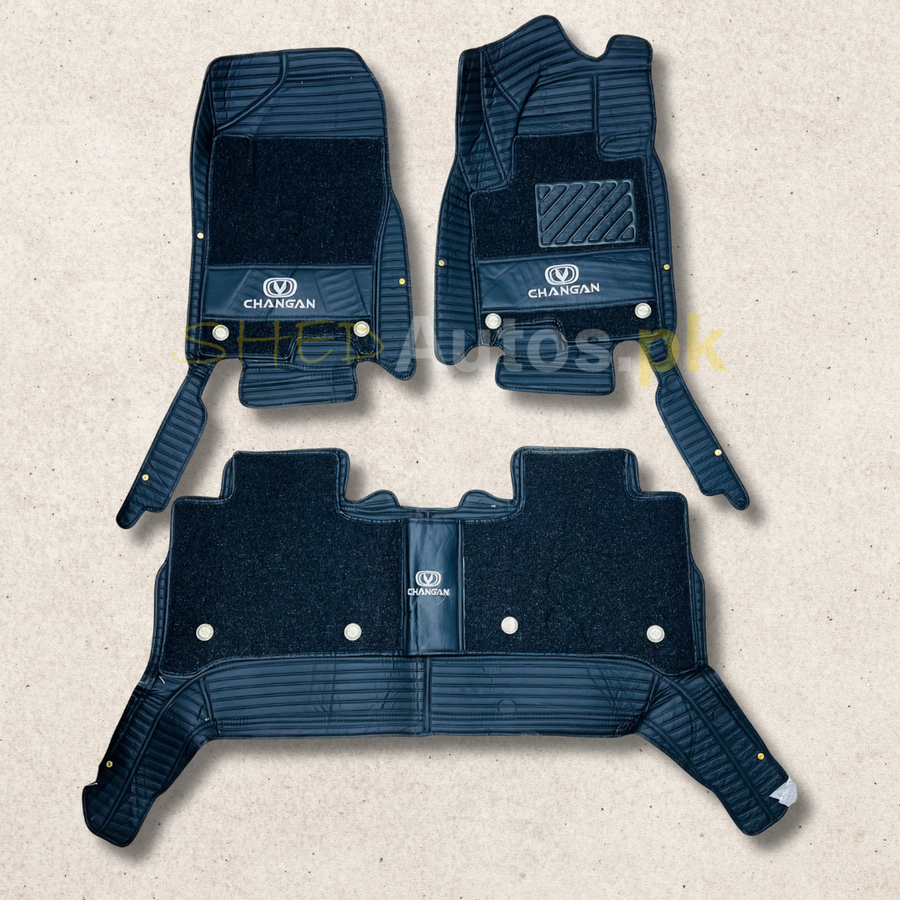 Oshan X7 2022-25 11D Luxury Floor Mats Black with Black Grass Mat - 3Pcs