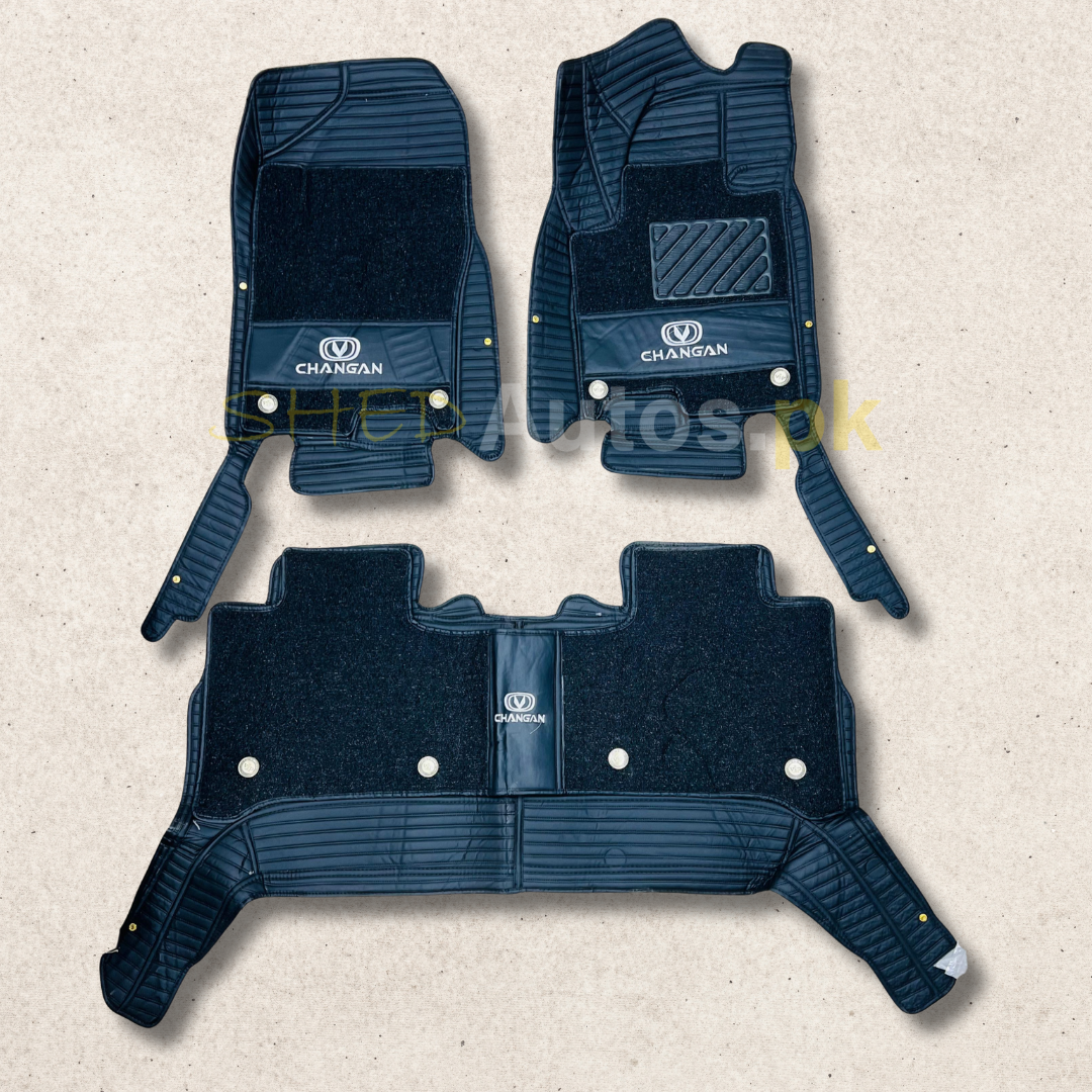 Oshan X7 2022-25 11D Luxury Floor Mats Black with Black Grass Mat - 3Pcs