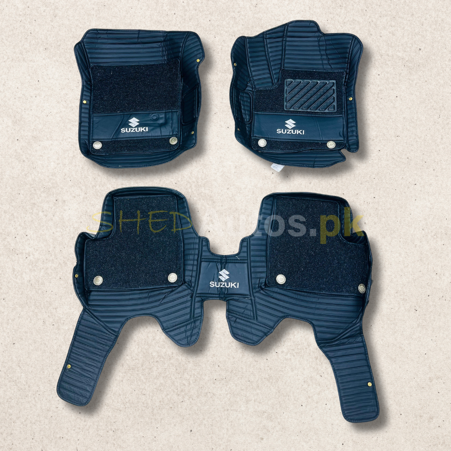 Suzuki Swift 2022-25 11D Luxury Floor Mats Black with Black Grass Mat - 3Pcs