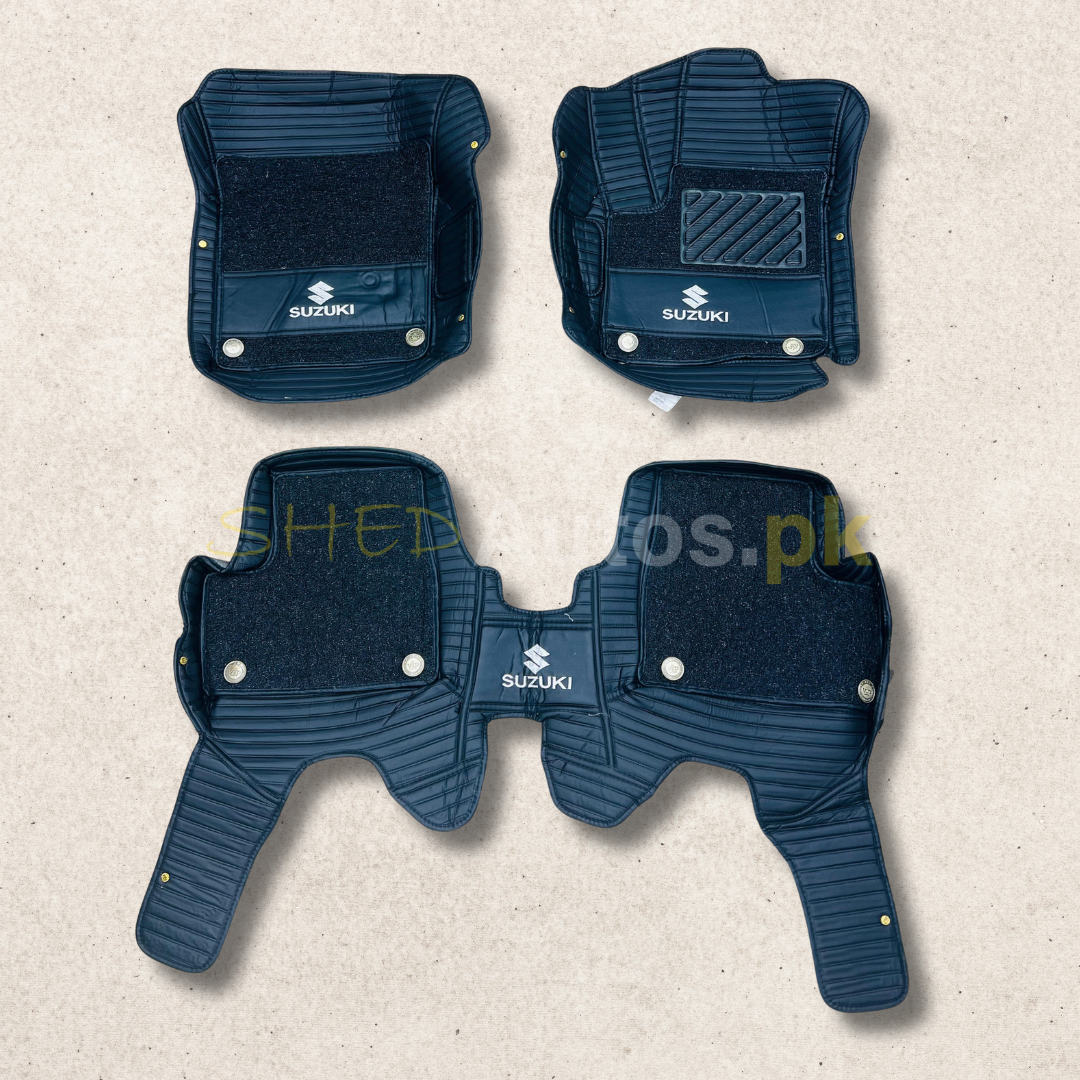 Suzuki Swift 2022-25 11D Luxury Floor Mats Black with Black Grass Mat - 3Pcs