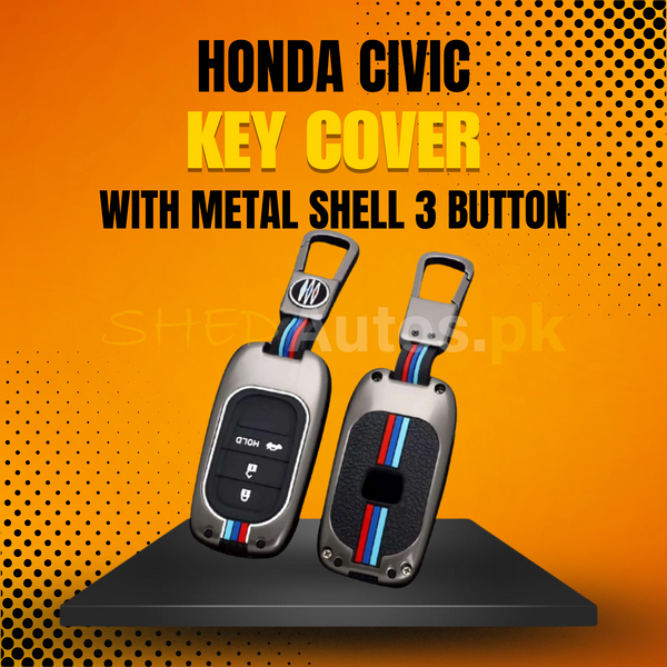 Honda Civic Key Cover With Metal Shell 3 Button - Model 2022-2025