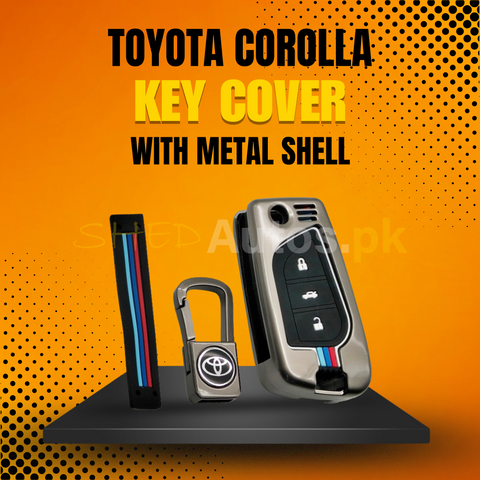 Toyota Corolla Key Cover With Metal Shell - Model 2014-2024