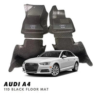 Audi A4 11D Luxury Floor Mats Black with Black Grass Mat - 3Pcs thumbnail 1
