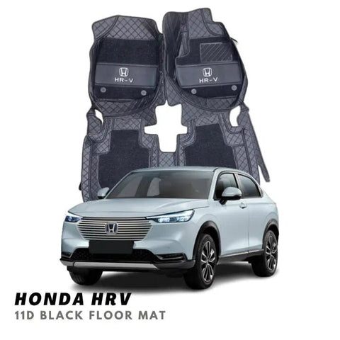 Honda HRV 11D Luxury Floor Mats Black with Black Grass Mat - 3Pcs