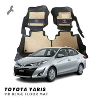 Toyota Yaris 11D Luxury Floor Mats Black with Black & Beige Grass Mat - 3Pcs thumbnail 3