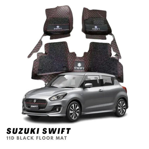 Suzuki Swift 11D Luxury Floor Mats Black with Black Grass Mat - 3Pcs