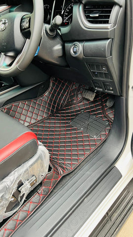 Kia Stonic Black 7D Floor Mat with Red Stitching Premium Quality 3Pcs Stonic Car Floor Mat - BLACK