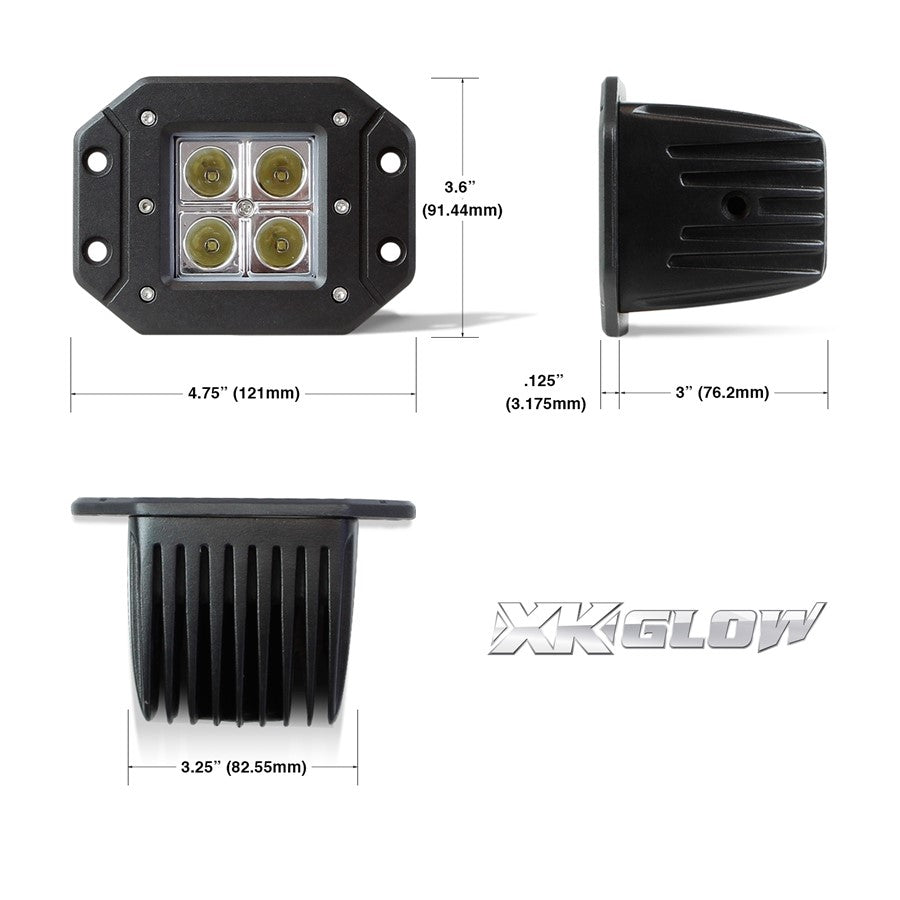 12W LED Work Light for Car & Motorcycle Spot & Flood Beam