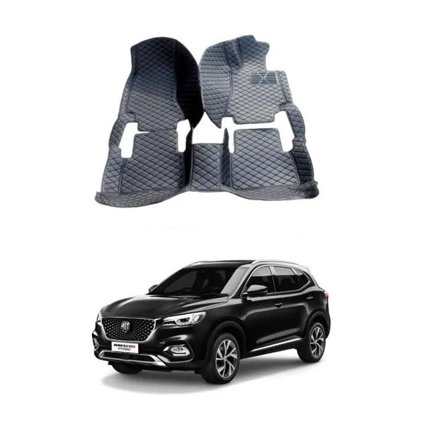 MG HS 7D Floor Mat Premium Quality 3Pcs Car Floor Mat with Black Stitching