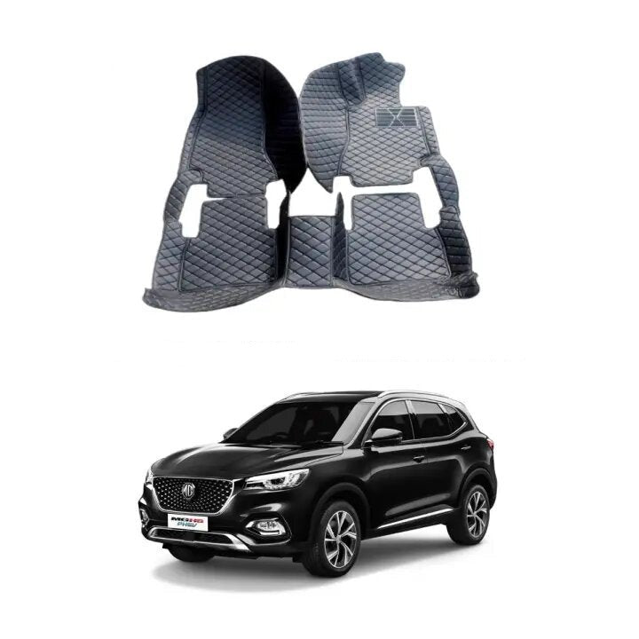 MG HS 7D Floor Mat Premium Quality 3Pcs Car Floor Mat with Black Stitching