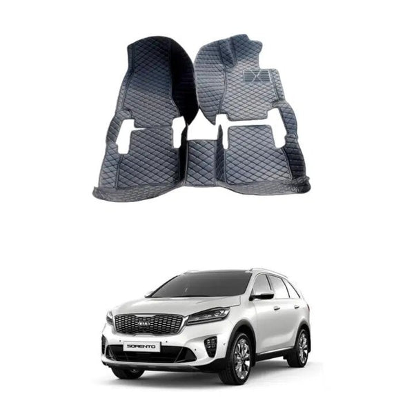 Kia Sorento 7D Floor Mat Premium Quality 3Pcs Car Floor Mat with Black Stitching