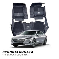 Hyundai Sonata 11D Luxury Floor Mats Black with Black Grass Mat - 3Pcs thumbnail 1