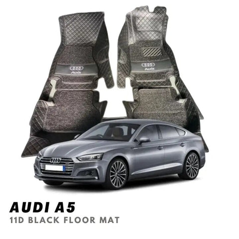 Audi A5 11D Luxury Floor Mats Black with Black Grass Mat - 3Pcs