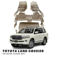 Toyota Land Crusier 11D Luxury Floor Mats Beige with Beige Grass Mat - 5Pcs thumbnail 1