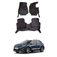 Kia Stonic Black 7D Floor Mat with Red Stitching Premium Quality 3Pcs Stonic Car Floor Mat - BLACK thumbnail 1
