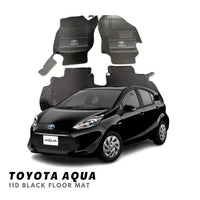 Toyota Aqua 11D Luxury Floor Mats Black with Black Grass Mat - 3Pcs thumbnail 1