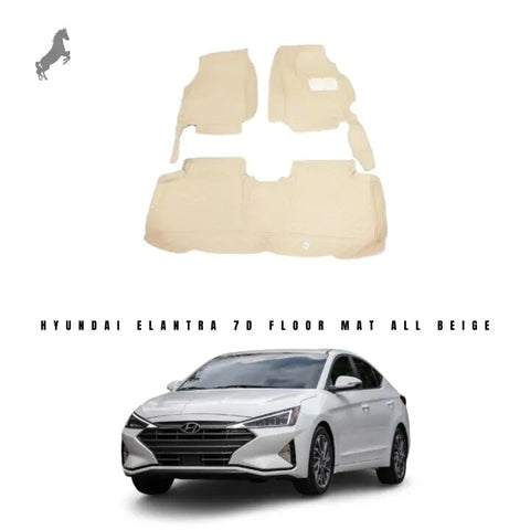 Hyundai Elantra 7D Beige & Black Floor Mat Premium Quality 3Pcs Car Floor Mat