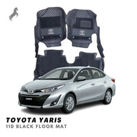 Toyota Yaris 11D Luxury Floor Mats Black with Black & Beige Grass Mat - 3Pcs thumbnail 1