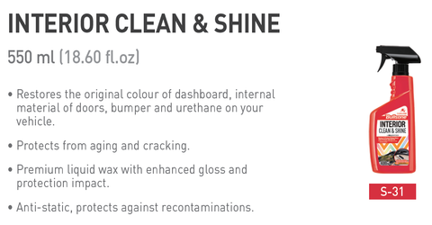 Car Dashboard Polish Interior Clean & Shine Wax Spray 550ML
