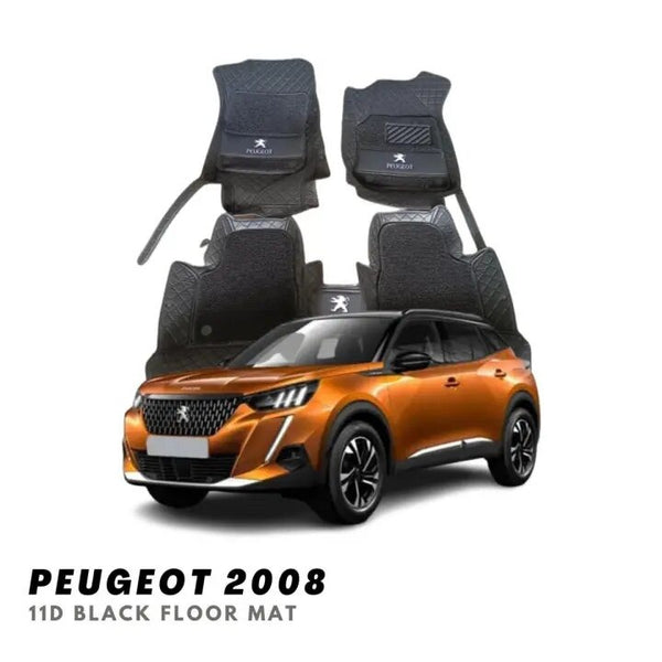 Peugeot 2008 11D Luxury Floor Mats Black with Black Grass Mat - 3Pcs
