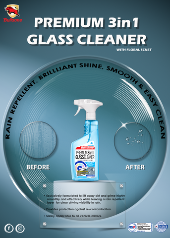 Glass Cleaner Spray Premium 3 in 1 Cleaning + Shine + Rain Repellent 550 ML