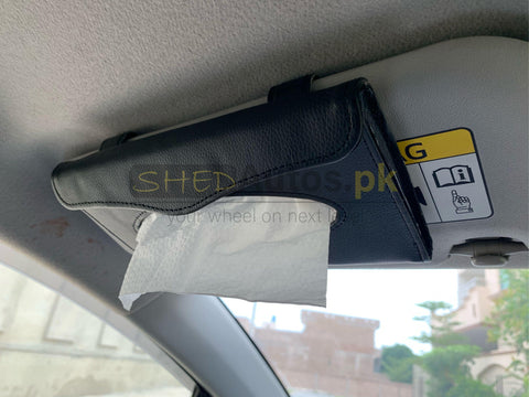 PU Leather Car Sun Visor Tissue Holder Case Box - ShedAutos.PK