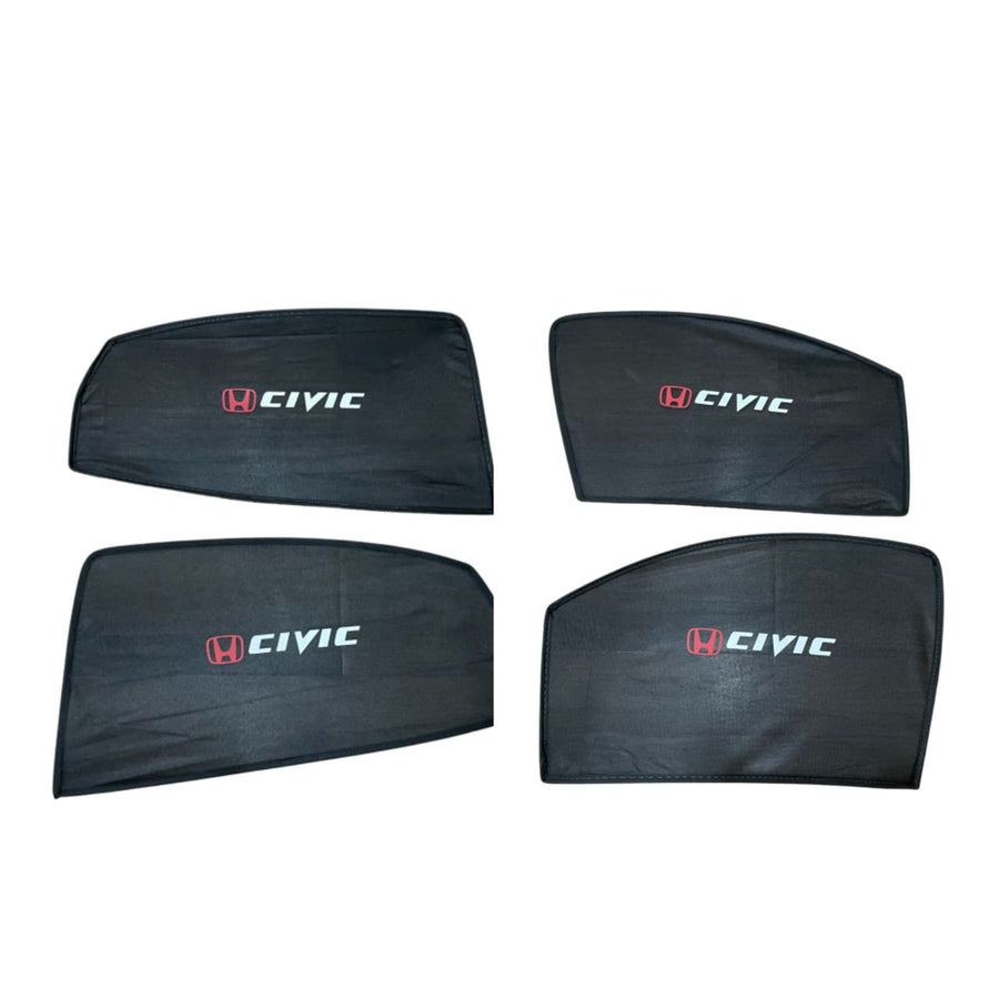 Honda Civic Side Windows Sun Shades with Logo 4pcs – Model 2017-2021 - ShedAutos.PK